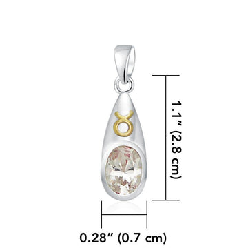 Taurus Zodiac Sign Silver and Gold Pendant MPD850 - Jewelry